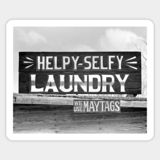 Laundry Sign, 1938. Vintage Photo Sticker